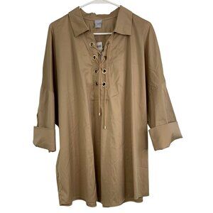 NWT Chicos Plus Size 20/22 Lace Up Neck Dolman Popover Tunic Top RD10710 Stretch